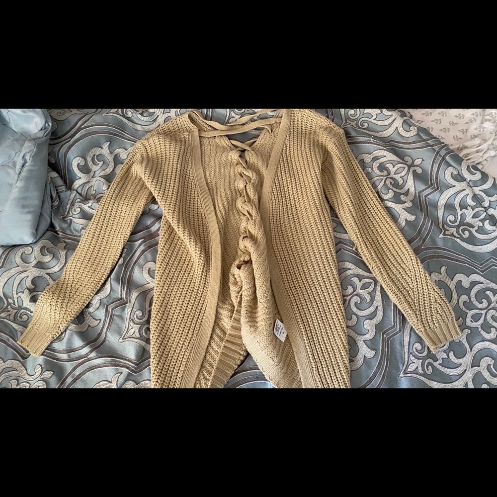 cute tan cardigan